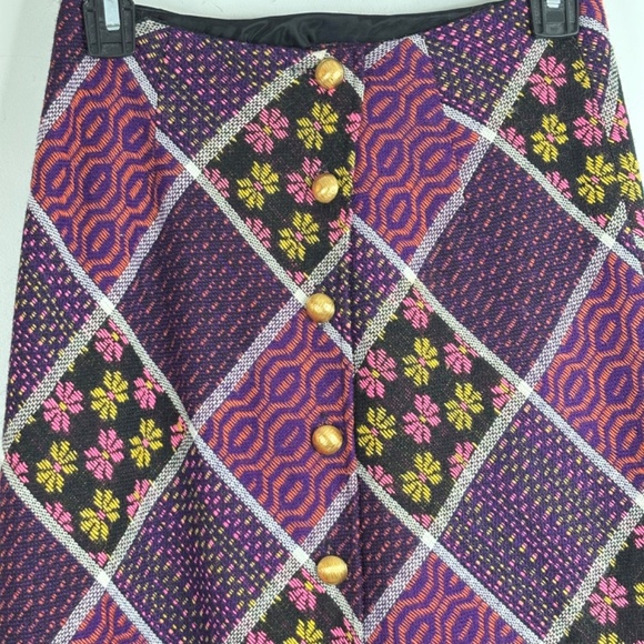 VTG Handmade Patchwork Maxi Skirt 26 Waist Full Button Granny Cottage Boho Quilt - Picture 2 of 8